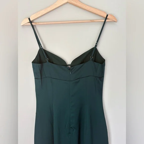 NEW Reformation Sathia Satin Long Dress Forest Dark Green | US 4 UK 8 - Picture 10 of 15